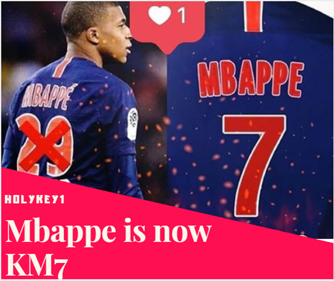 Kylian Mbappé số 7 mới, tin đồn thương hiệu KM7.