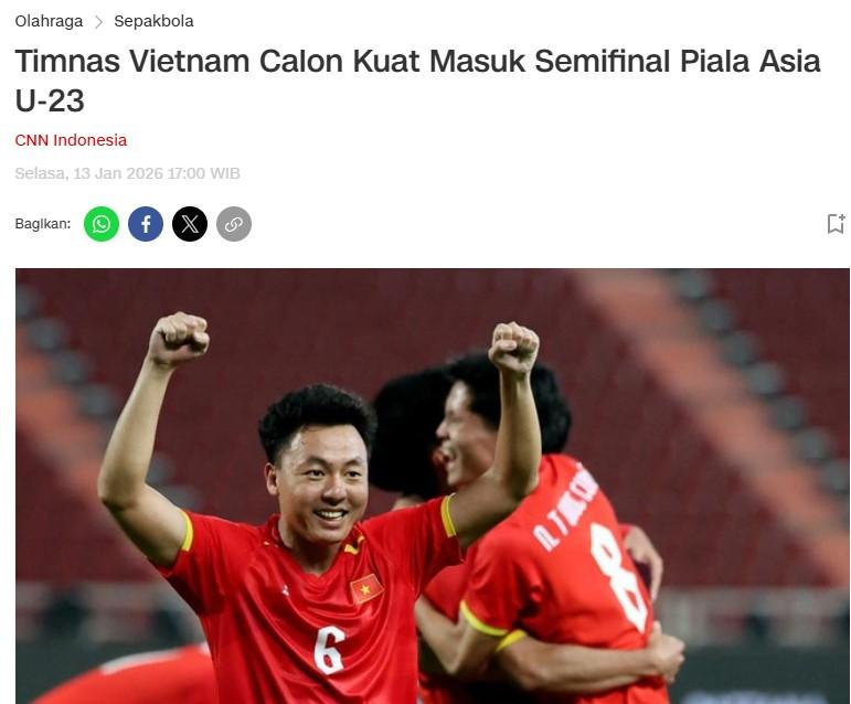 Bài báo CNN Indonesia về U23 Việt Nam vào bán kết.
