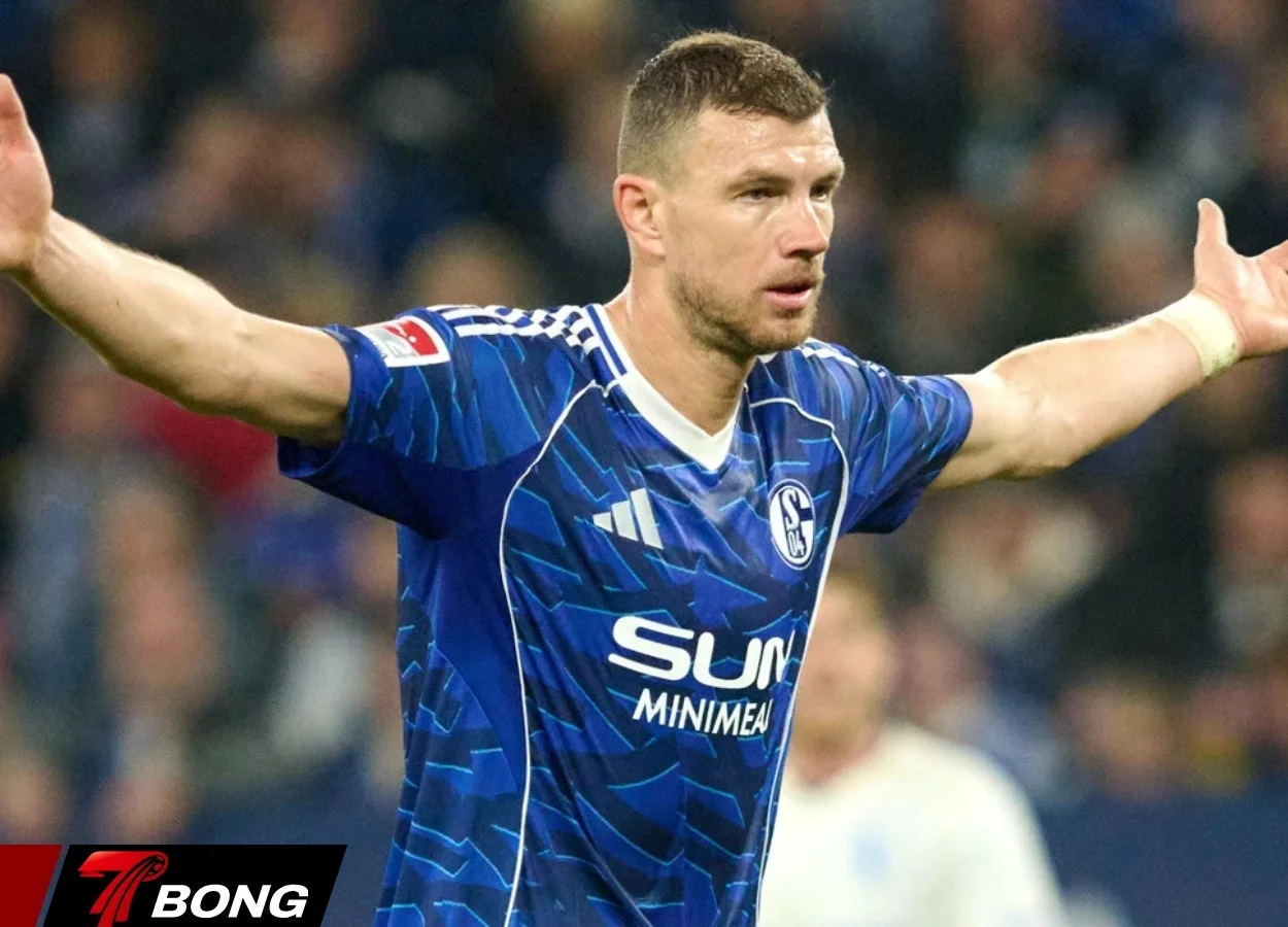 Dzeko ăn mừng sau bàn thắng vào lưới Bielefeld