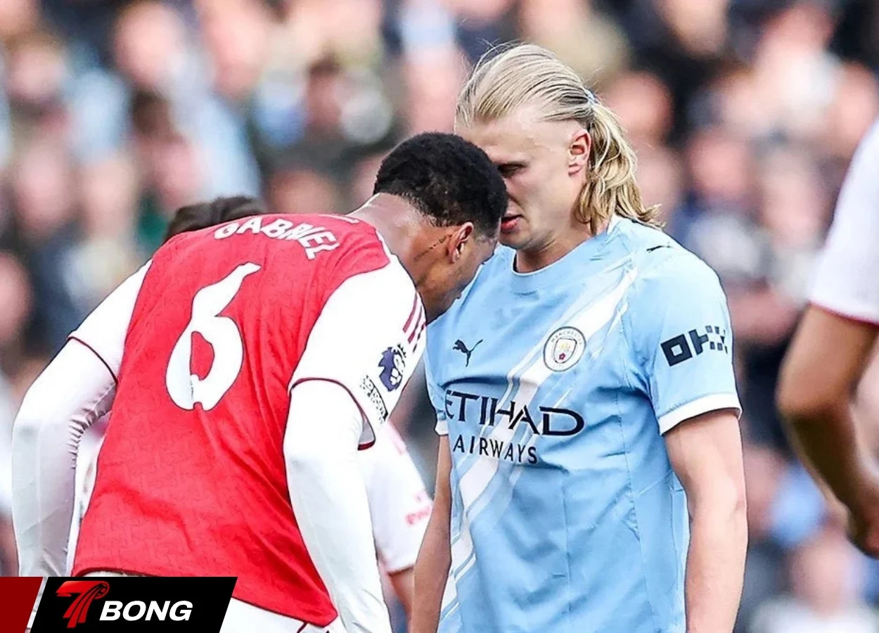Gabriel và Haaland va chạm căng thẳng trên sân