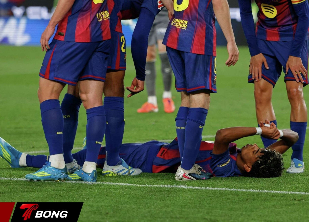 Yamal đổ gục ngay sau khi thực hiện phạt đền