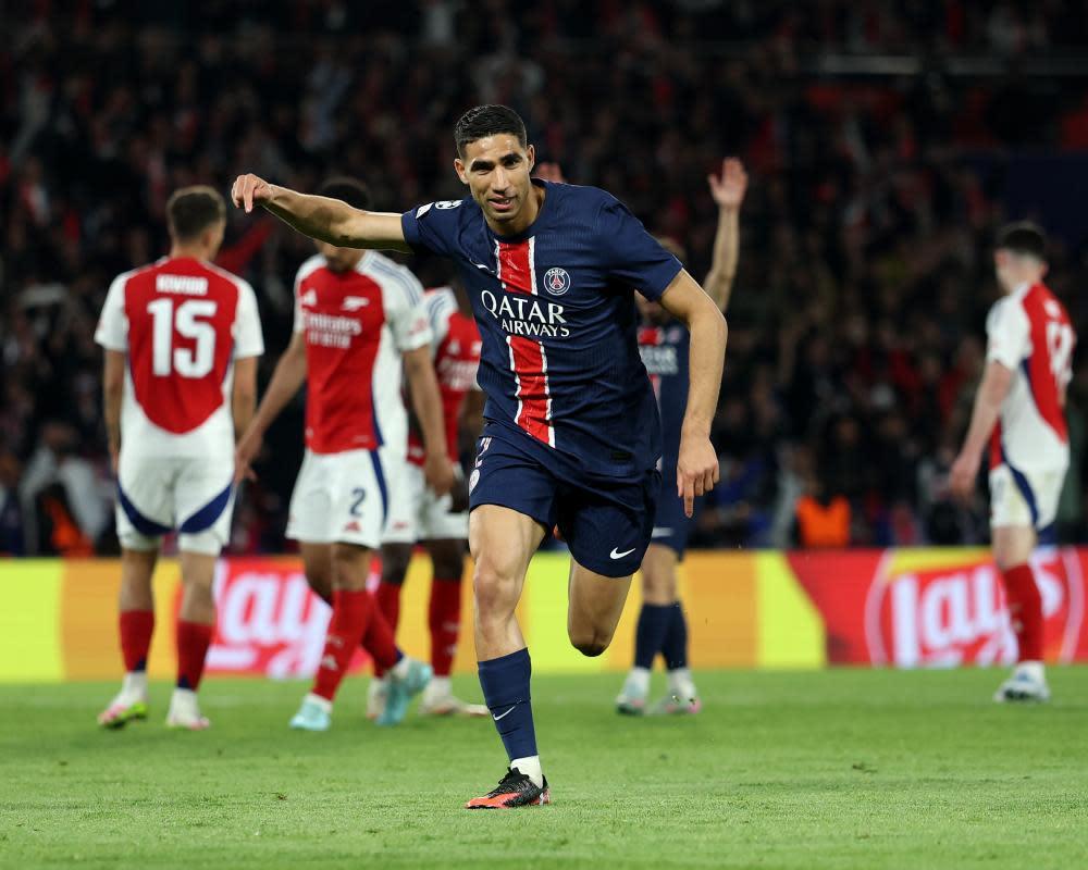 Hakimi ấn định vé vào chung kết Champions League cho PSG, Arsenal dũng cảm nhưng không đủ